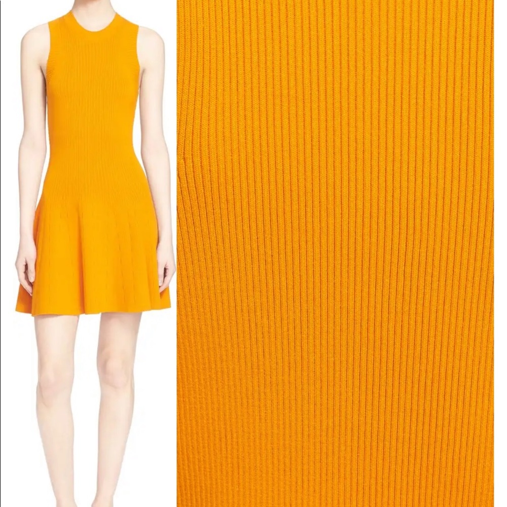 ALC / Rory knit skater sleeveless sweater dress orange flare Sz Large L